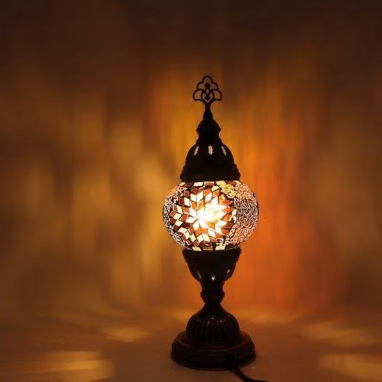 Lampada mosaico turca - Lampada da tavolo fatta a mano - Lampada orientale - Ø 12 cm - Altezza 30 cm - Colorata e autentica