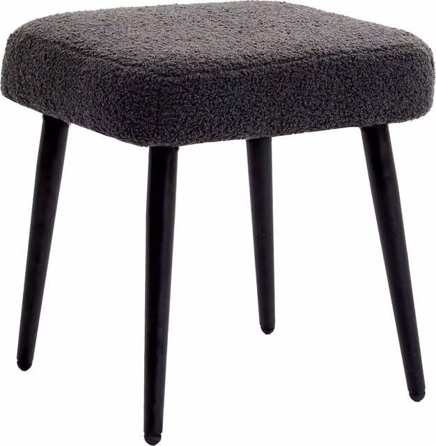 Sgabello con poggiapiedi e seduta imbottita HOMCOM in tessuto effetto cachemire con gambe in metallo, L 42 x P 42 x H 44 cm, Grigio scuro – 1