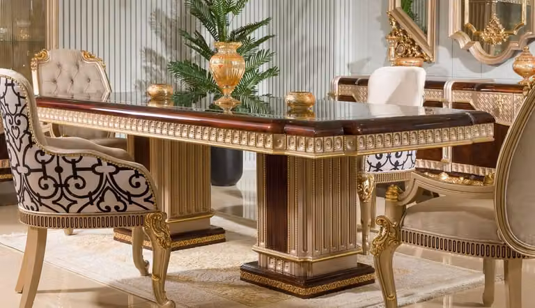 Casa Padrino tavolo da pranzo barocco marrone scuro / grigio / oro 250 cm