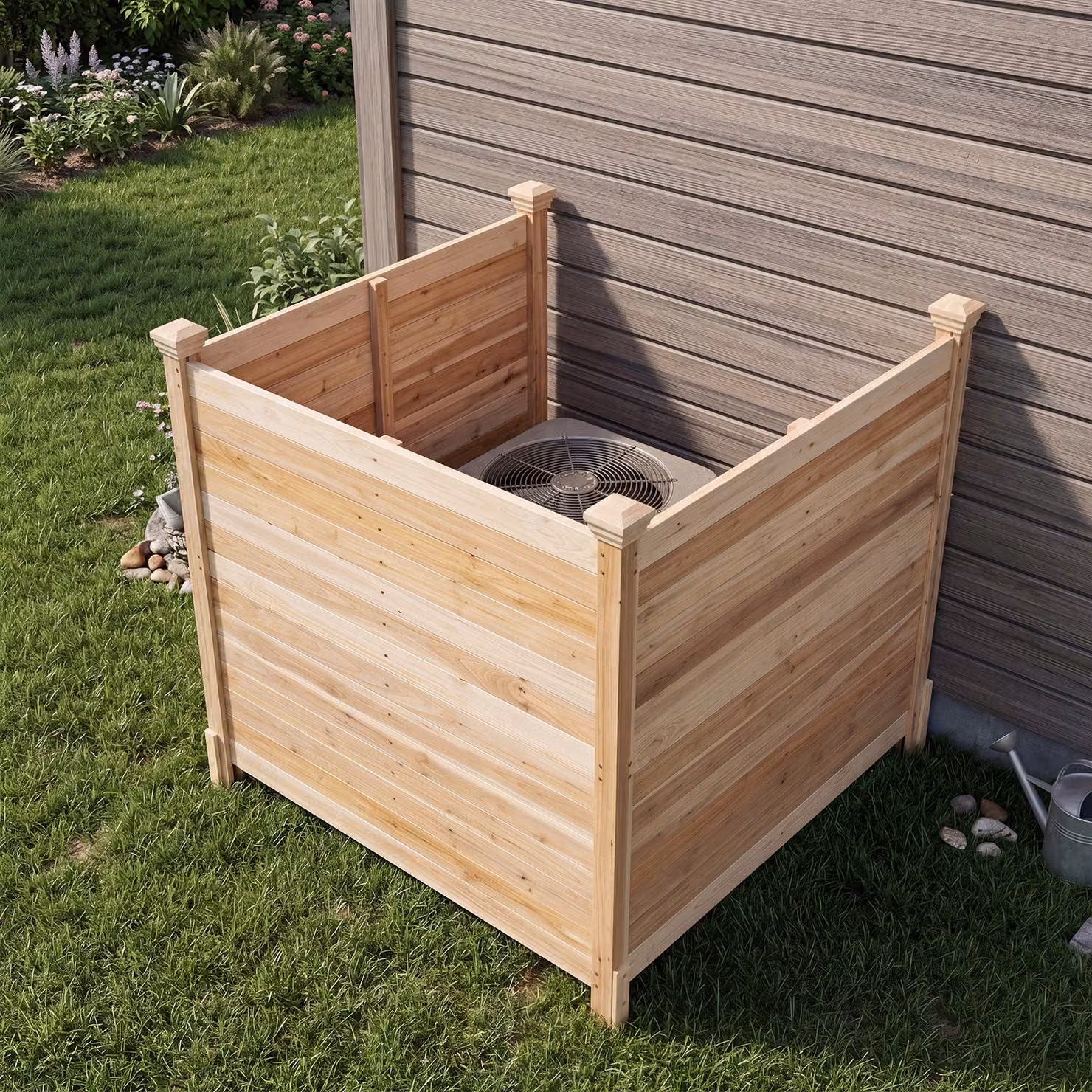 Recinto da giardino Costway a 3 pannelli in legno massello naturale colore marrone
