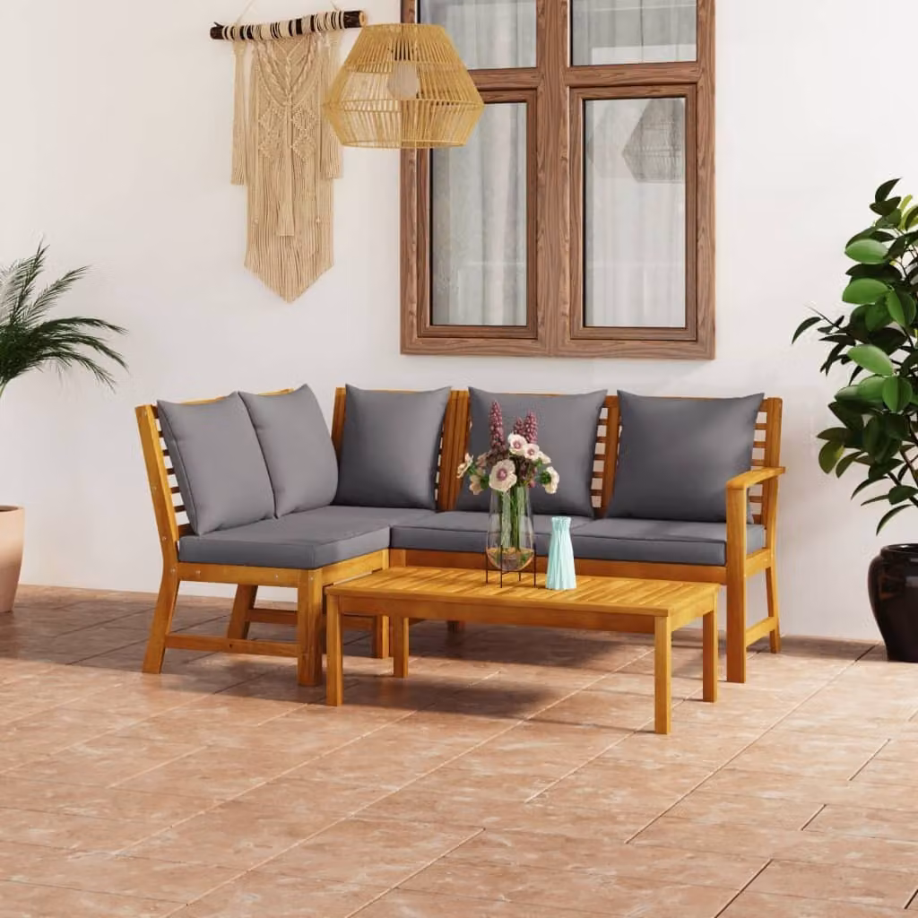 Maison Exclusive - Set da giardino 4 pezzi con cuscini in legno massello di acacia