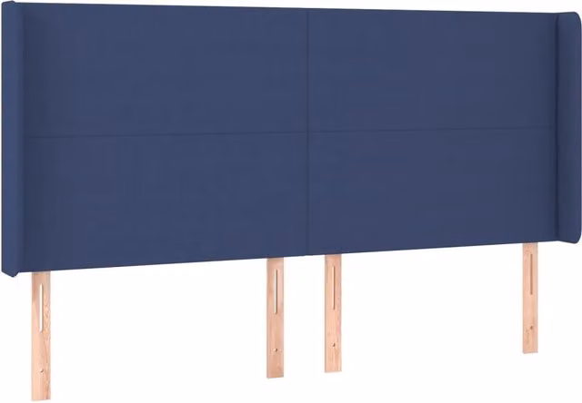 Testata del letto ad orecchio in tessuto blu con struttura in legno di larice L: 183 cm, P: 16 cm, H: 118/128 cm – 1