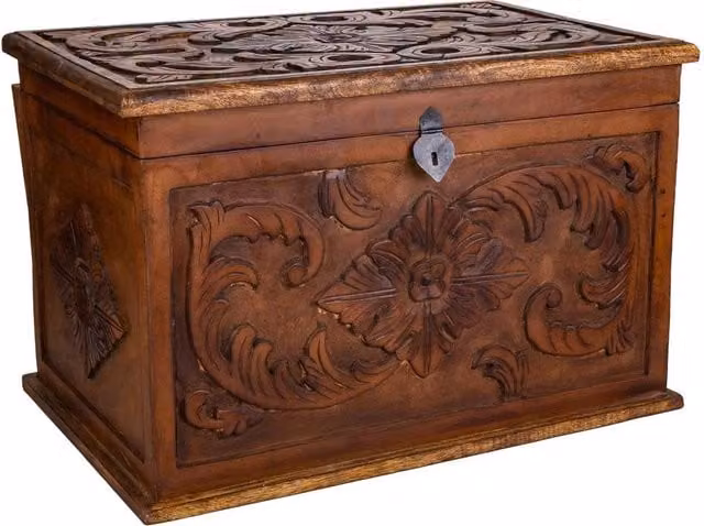 Baule in legno fatto a mano marrone 70x50x50h