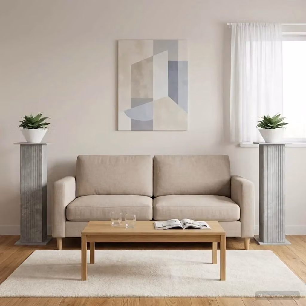 Supporto per piante moderno in legno e finitura grigio cemento opaco, set da 2 pezzi, L/P/H: 30,5 x 30 x 100,5 cm – 2