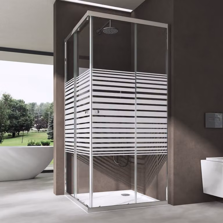 doporro Box Doccia 70x80x190cm con 4cm Piatto Doccia, Cabina Doccia Angolare con Porte Scorrevoli Vetro di Sicurezza ESG Vetro Parzialmente Smerigliato 6mm Ravenna16MS-Plus
