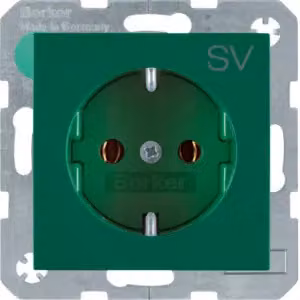 Berker 47438903 Presa SCHUKO con scritta verde, lucida Berker S.1/B.3/B.7