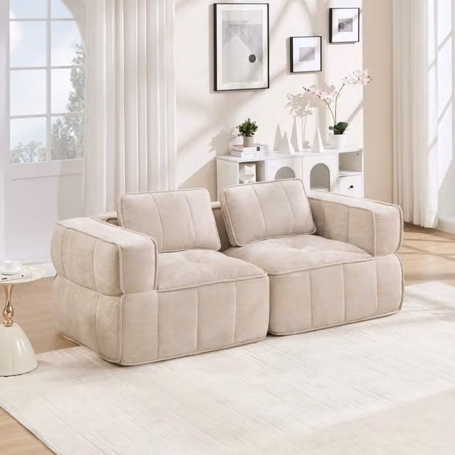 Sofà 198x93x67 cm modulare senza struttura in poliestere beige