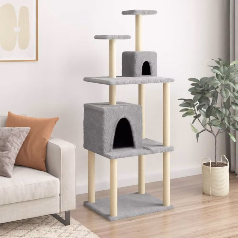 vidaXL Albero per Gatti con Tiragraffi in Sisal Grigio Altezza: 167 cm