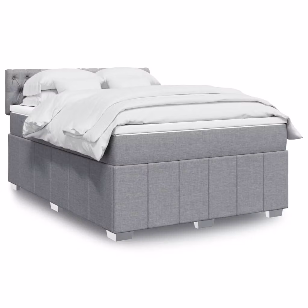 Letto Ibrido vidaXL con Materasso a Molle Insacchettate Grigio e Bianco L/P/H: 140 x 190 x 100,5 cm