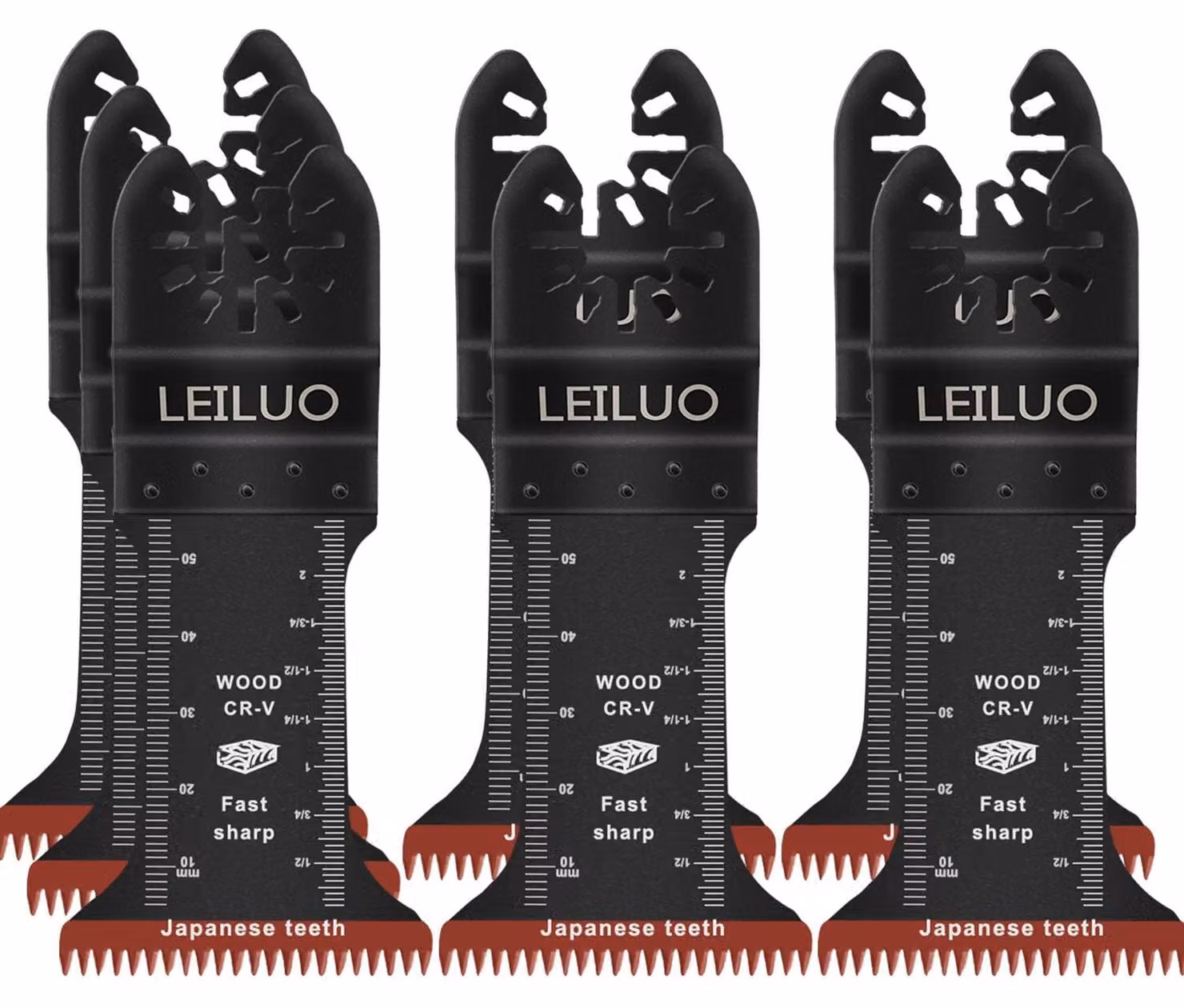 Lame oscillanti multifunzione lunghe, set da 7 pezzi, dentatura giapponese