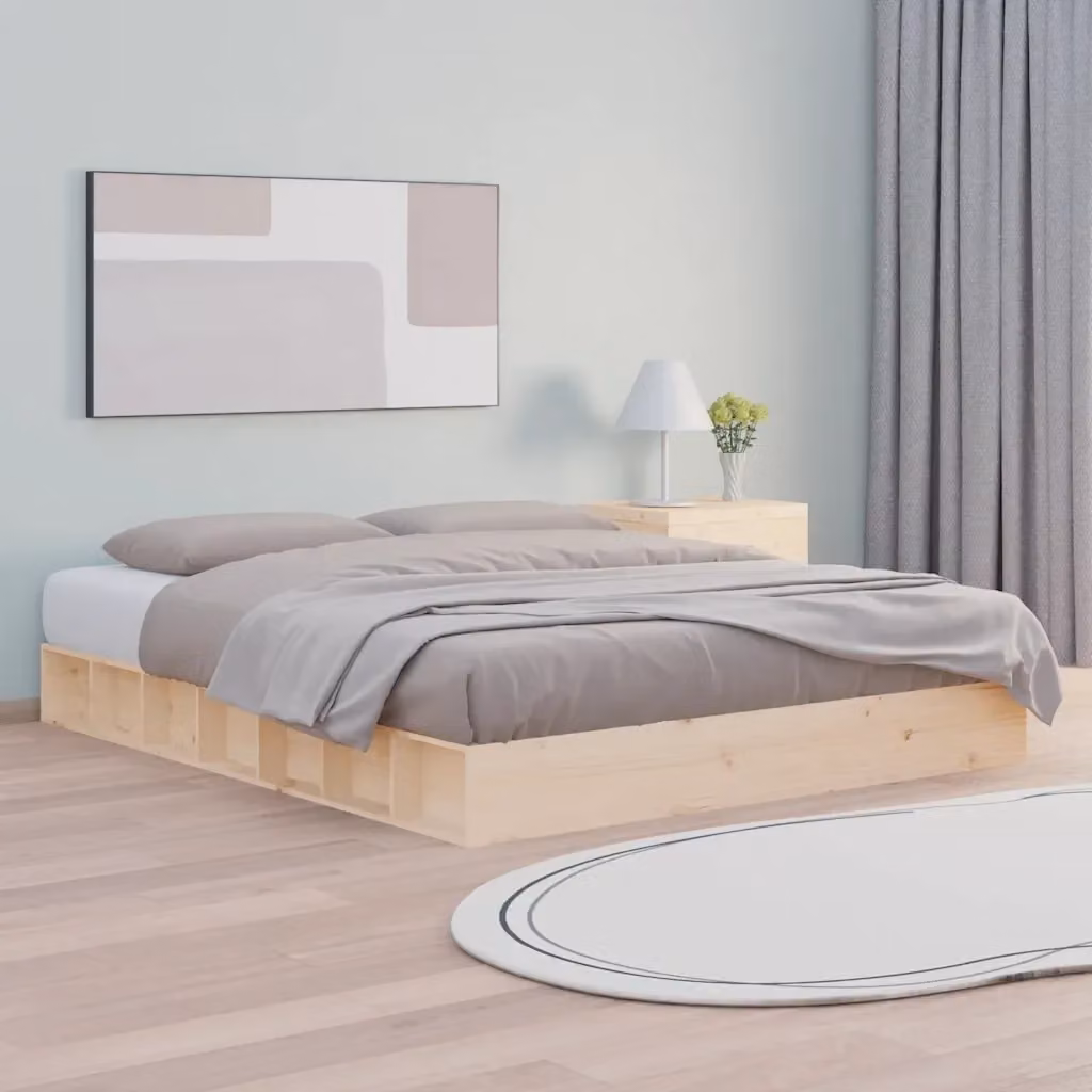 Letto matrimoniale King in legno massello di pino naturale con doghe fisse L/P/H: 150 x 200 x 168 cm – 2