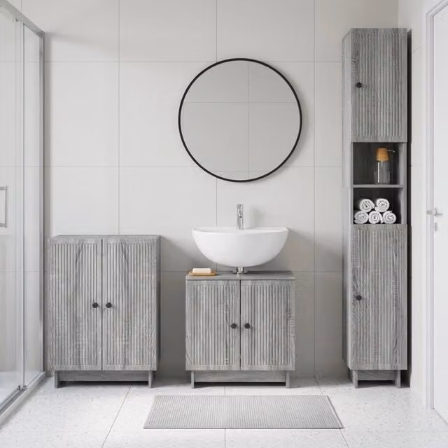 Set di armadietti da bagno in 3 pezzi EDE Sonoma grigio 3417420