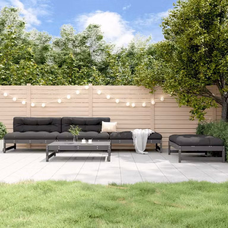 Set Salotto da Giardino vidaXL 5 pz in Legno di Pino Grigio