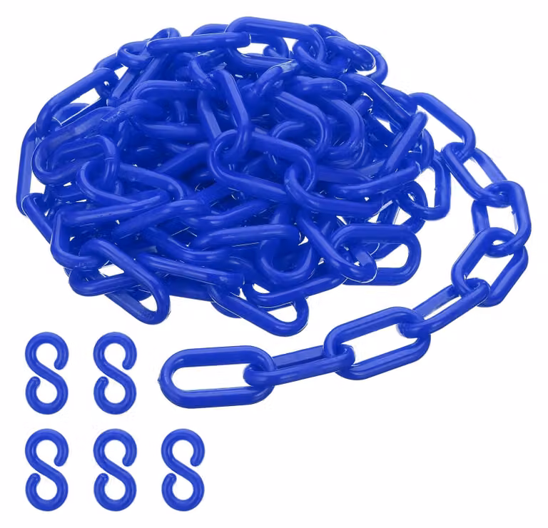 Catena in plastica, lunghezza 3 metri, colore blu, dimensioni 35x20x6 mm, ideale per delimitazioni e guide