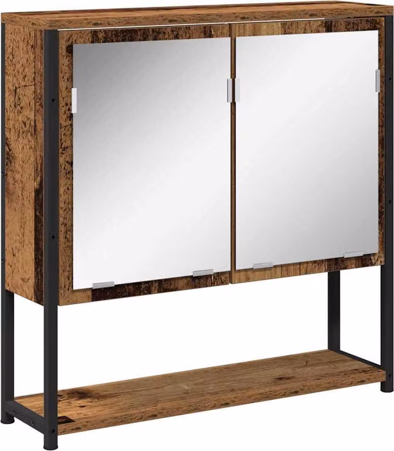 Mobiletto per specchio con porta Legno vecchio 60 x 16 x 60 cm