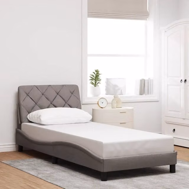 Giroletto vidaXL senza materasso in tessuto beige e grigio L/P/H: 90 x 190 cm