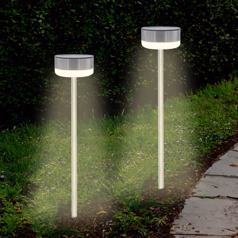 Luce solare in acciaio inox - 39 cm / set di 2 - Lampada da giardino a luce pulsata