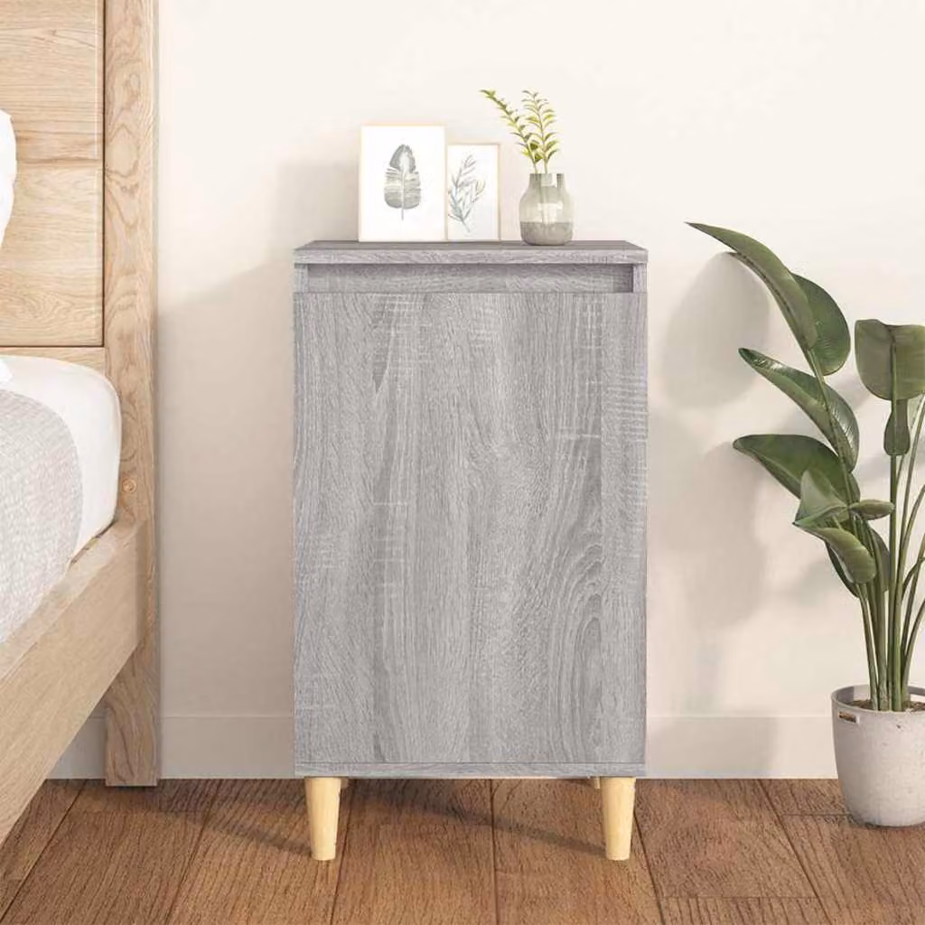 Comodino vidaXL Grigio in Legno Multistrato e MDF L 40 cm, P 35 cm, H 70 cm