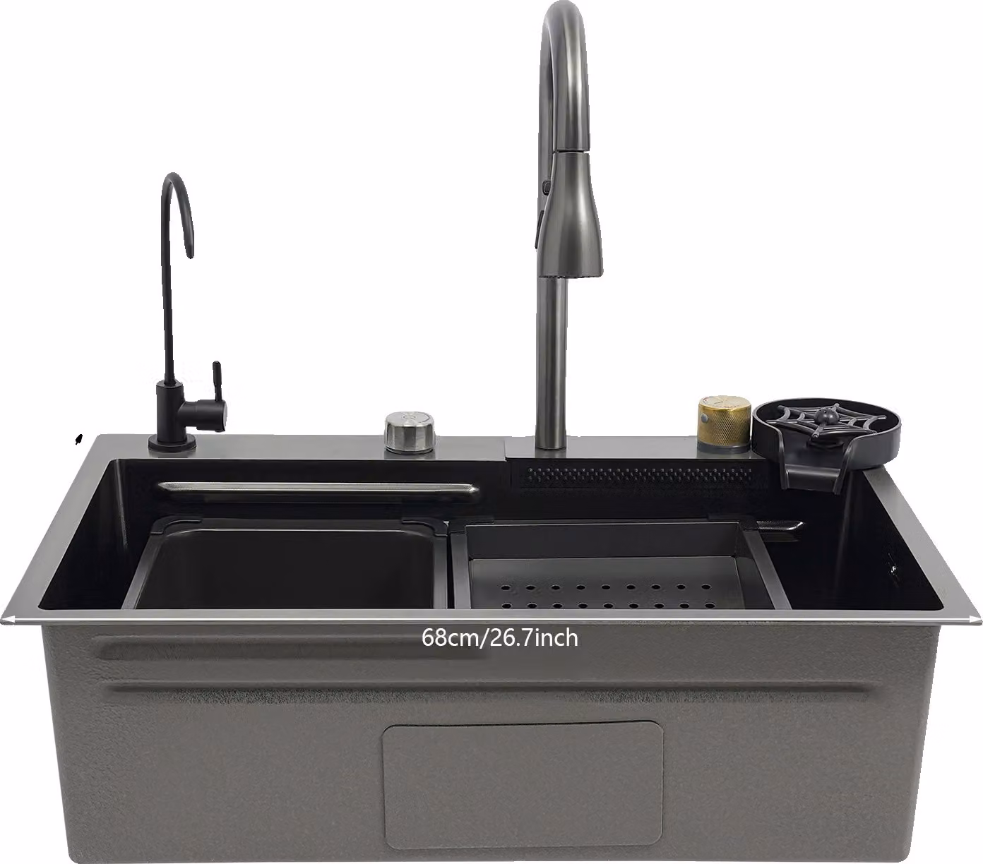 Lavello in acciaio inox, doppia vasca, facile installazione, rubinetto incluso, grigio chiaro