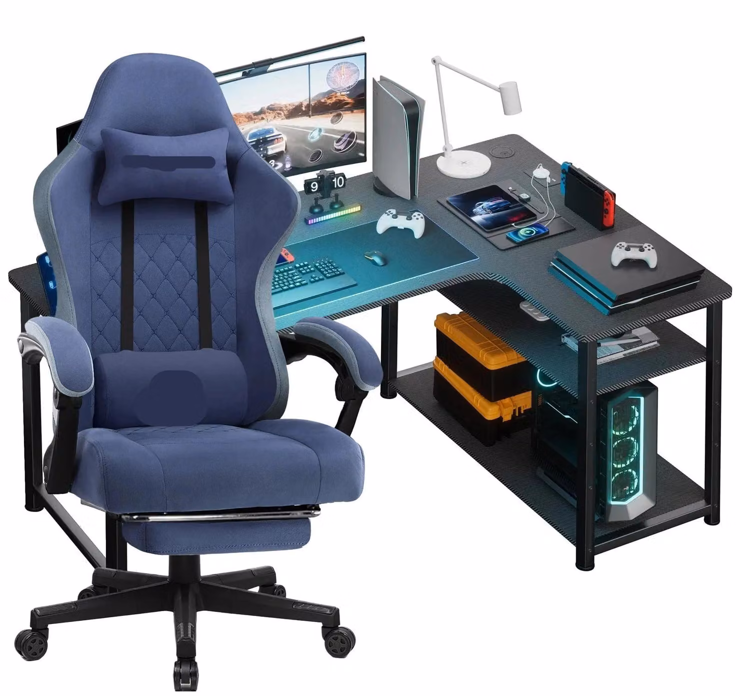 Sedia da gioco – Sedia da ufficio – Poltrona da gaming – Schienale regolabile – Sedia girevole a 360°
