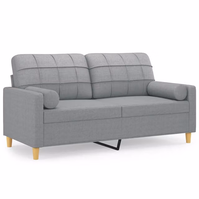 Divano | Divano da soggiorno | Sofa a 2 Posti con Cuscini Grigio Chiaro 140 cm in Tessuto