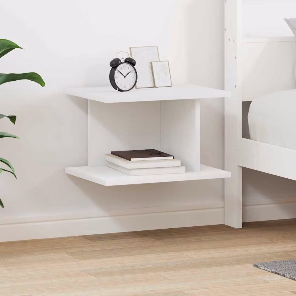 Comodino sospeso vidaXL Bianco moderno in MDF L 40 cm, P 30 cm, H 25 cm
