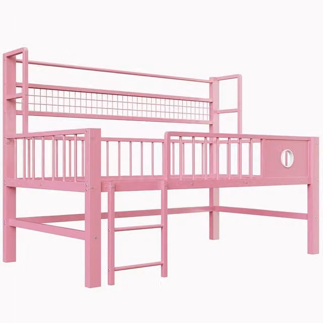 Letto a castello basso per bambini REDOM in metallo rosa L/P/H: 90 x 200 x 125,5 cm