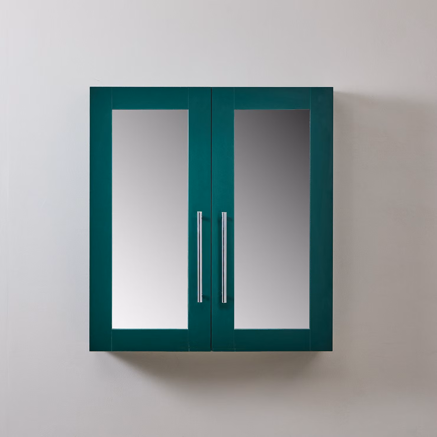 Mobiletto a Specchio da 900mm x 650mm Verde Scuro - Completo di Maniglie Moderne a Barra Cromate - Cluo