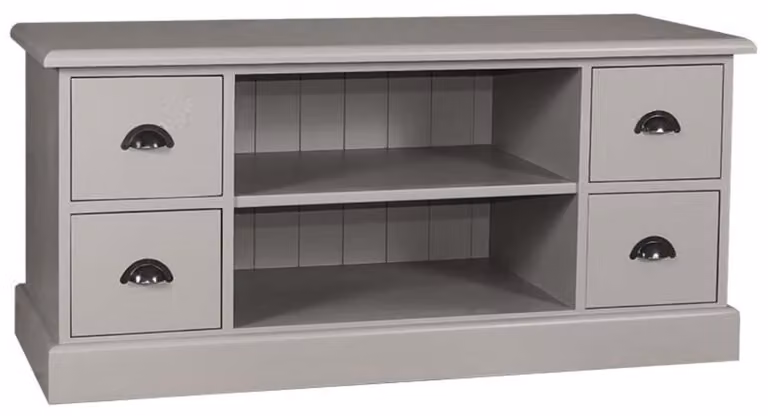 Mobile bar/credenza in stile rustico "Casa Padrino", colore grigio, dimensioni 129 x 50 x 60 cm. Realizzato in legno massello di pino e metallo