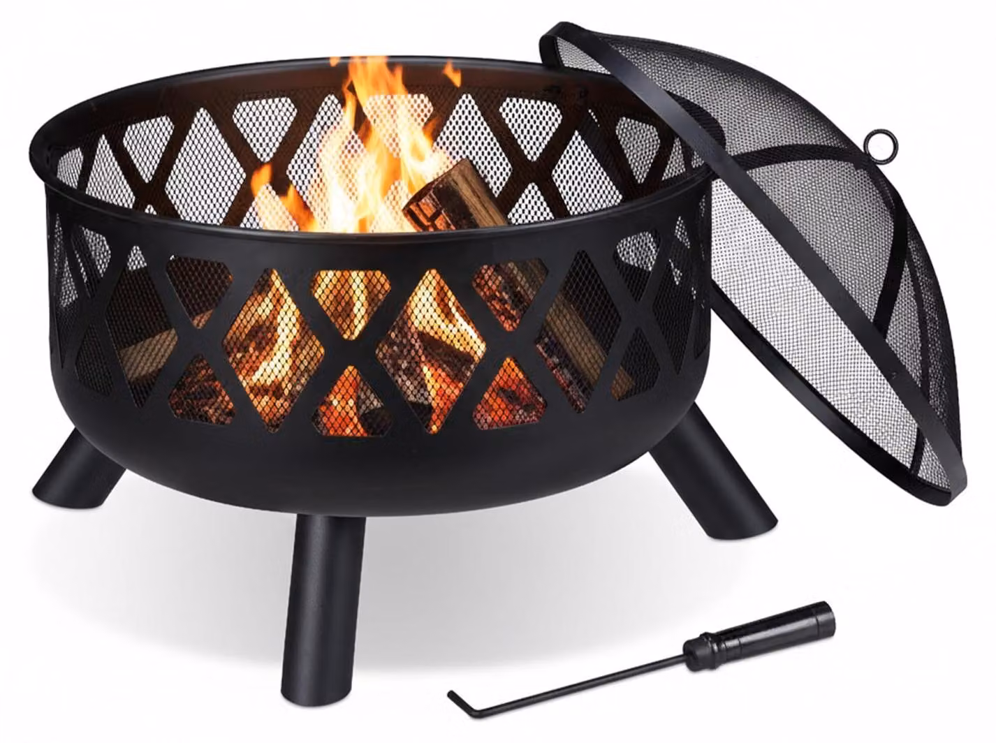Braciere con parascintille - Ø 62 cm - Acciaio laccato - Nero - Per giardino e terrazzo
