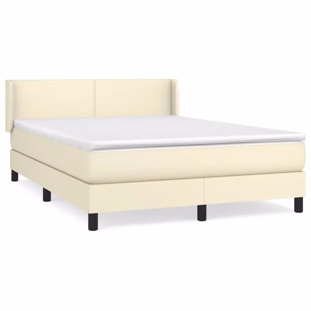 Letto a molle con materasso vidaXL in similpelle beige e bianco L/P/H: 203 x 147 x 88 cm – 2