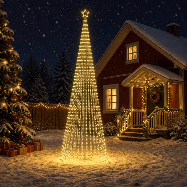 vidaXL Albero di Natale LED 500 cm 1524 LED Bianco caldo Acciaio Nero