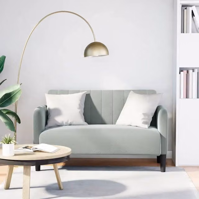Divanetto moderno vidaXL in velluto grigio L: 124 cm, P: 68 cm, H: 74 cm – 1