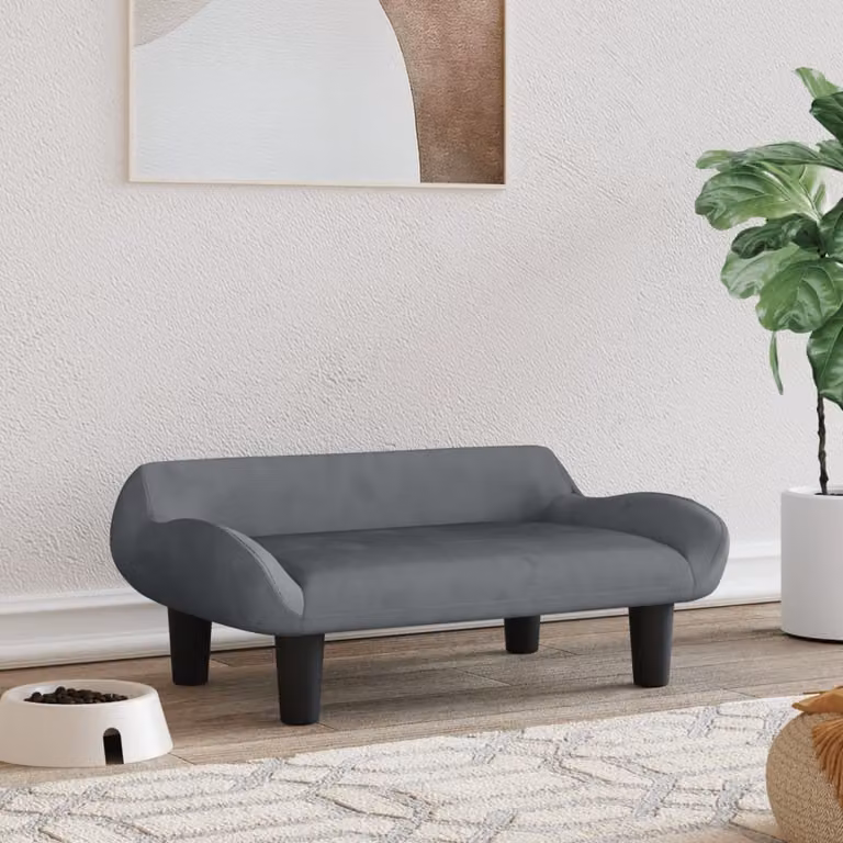 The Living Store letto per cani grigio scuro 70x40x24 cm in velluto