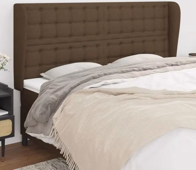Testiera ad Orecchio Marrone Scuro 183x23x118/128 cm in Tessuto 3118407