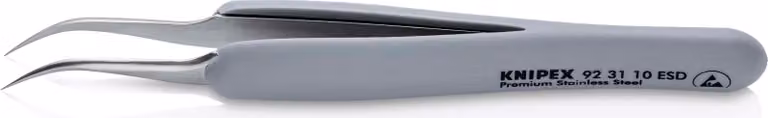 92 31 10 Pinzette di precisione ESD con impugnatura gommata Impugnatura gommata ESD 122 mm