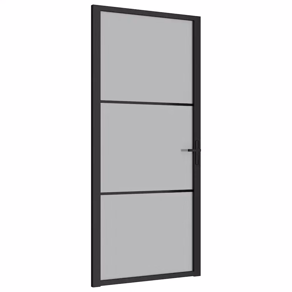 Porta Interna Moderna vidaXL in Alluminio e Vetro Trasparente Nero Opaco L: 93 cm, H: 201,5 cm – 2