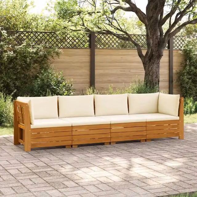 4 pz Set di divani da esterno Legno di Acacia Massello Marrone 3403086