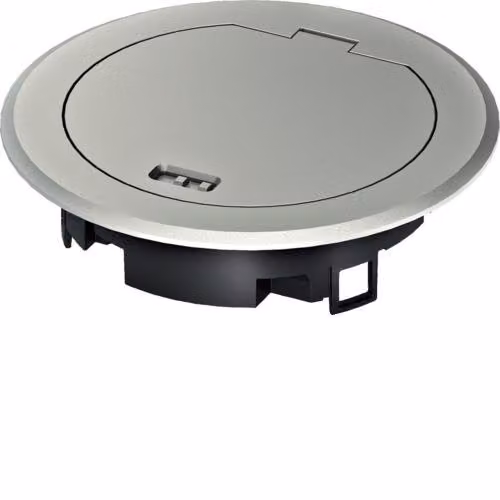 Coperchio ribaltabile in metallo per scatola da impianto R02 argento BSR02MKS hager