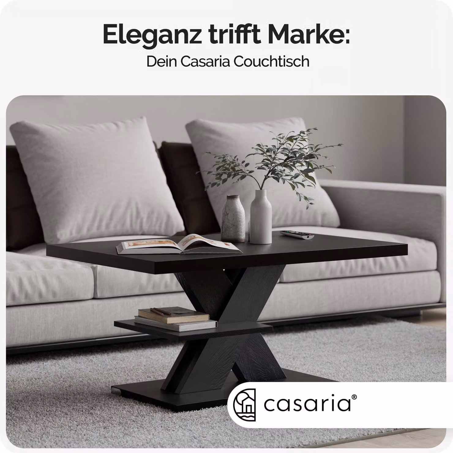 Tavolino rettangolare moderno CASARIA nero L: 60 cm, P: 50 cm, H: 45 cm – 4