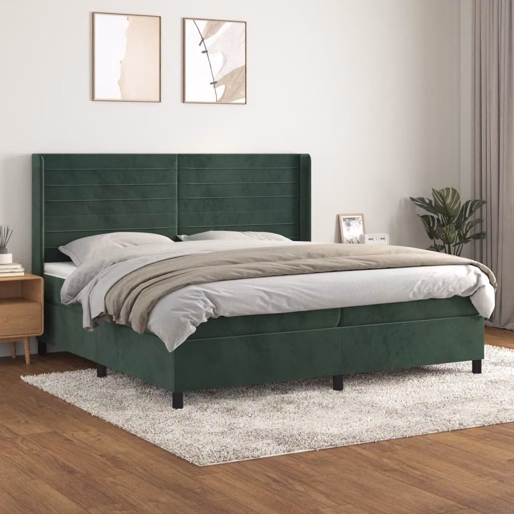 Maison Exclusive - Letto boxspring con materasso verde scuro 200x200 cm velluto