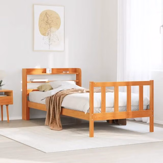 Giroletto con Testiera Marrone Cera 100x200 cm Massello Pino 3306596