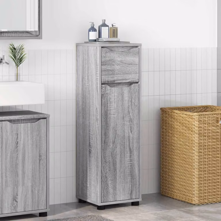 Mobile da bagno vidaXL in stile minimalista, Grigio Sonoma, L 30,5 cm x P 30 cm x H 101 cm