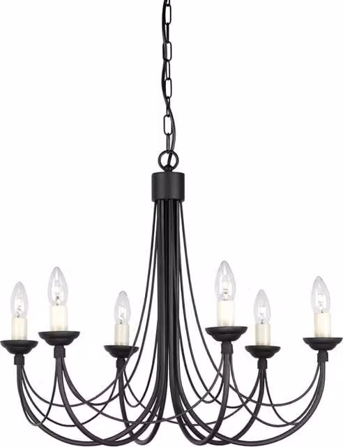 Lampadario Classico Carisbrooke Acciaio Nero 6 Luci E14