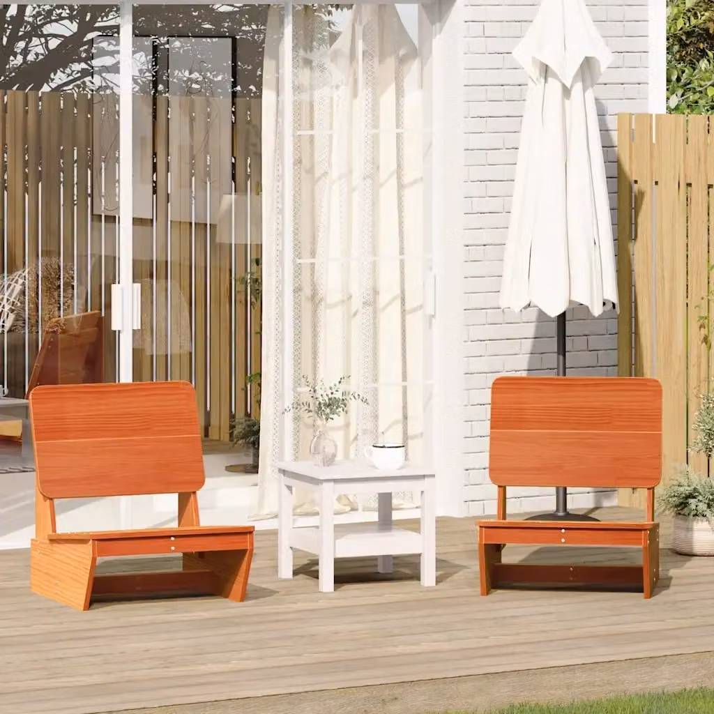 Set di 2 sedie da giardino in legno massello di pino color marrone con finitura cerata per esterno e terrazza – 2