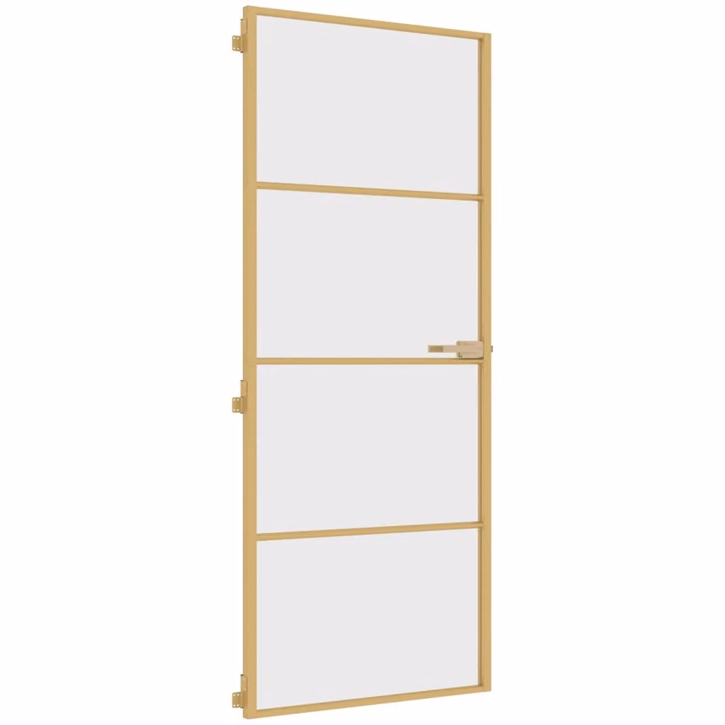Porta Interni Sottile Oro 83x201,5cm Vetro Temperato Alluminio