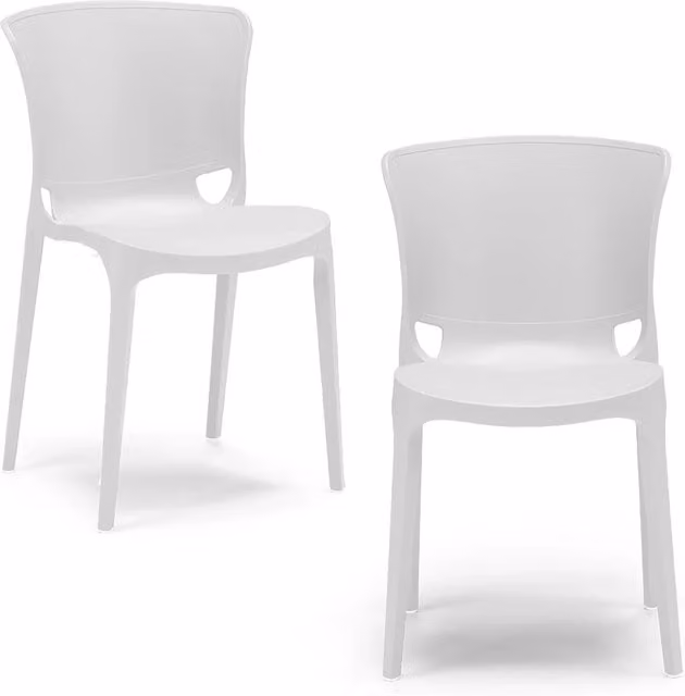 Set di 2 sedie JUMBO Redokasa in polipropilene impilabili, design moderno resistente ai raggi UV, colore Bianco