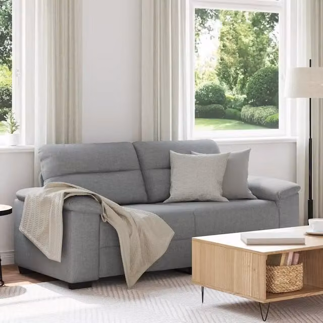 Divano moderno vidaXL in tessuto grigio con cuscini per soggiorno o ufficio L: 180 cm, P: 81 cm, H: 84 cm – 1