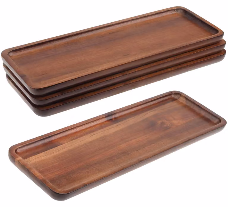 Solidchoice - Set di 4 vassoi in legno con bordo rialzato