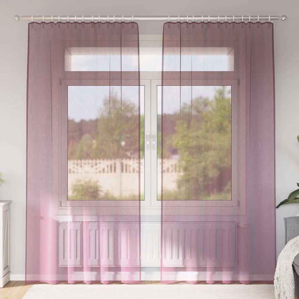 Set di 2 tende in voile semi-trasparenti vidaXL viola con tasche per asta, L: 140 cm, H: 225 cm